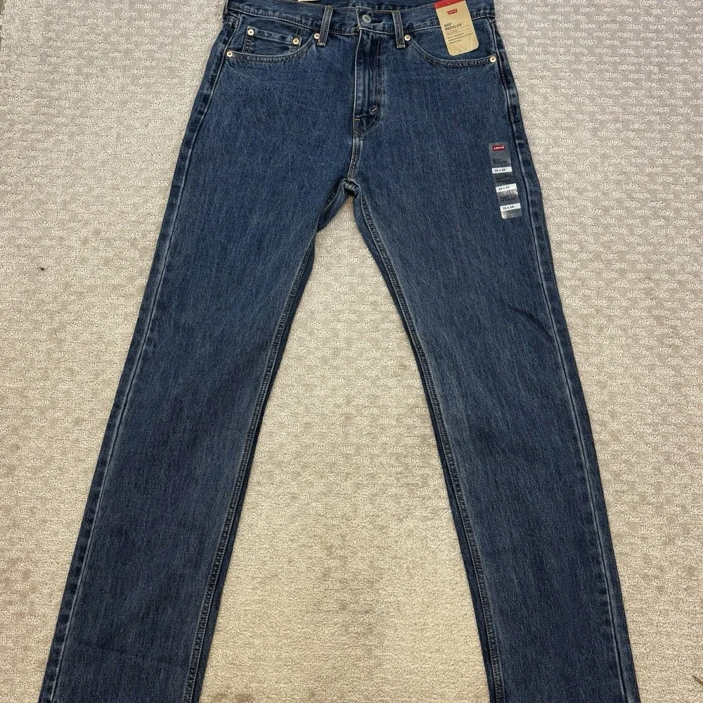 Levis 505 Regular Fit Jeans Medium Blue Stonewash Straight Leg Sz 33X34
